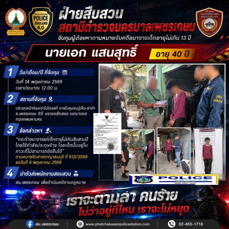 ((POLICE NEWS update PLUS))..”สืบสวน สน.เพชรเกษม จับกุมชายอายุ40ปี ข้อหากระทำอนาจารแก่เด็กอายุไม่เกิน13ปี โดยใช้กำลังประทุษร้าย โดยเด็กนั้นอยู่ในภาวะที่ไม่สามารถขัดขืนได้”